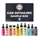 Car detailing sample box with various bottles from Infinity Wax on a white background