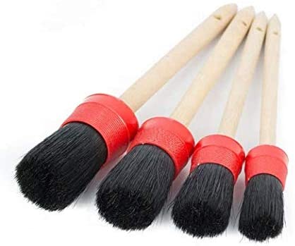 Wooden Handle Hog Hair Detailing Brush Set x4 - Infinity Wax